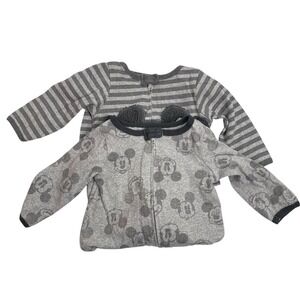 Disney‎ Baby Mickey Mouse Footed Pajamas Zip Up Sleepers 0-3M Set of 2. 0012